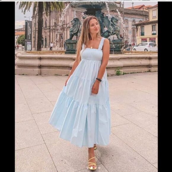 Zara A-line Midi Dress With Wide Straps - Picture 1 of 6